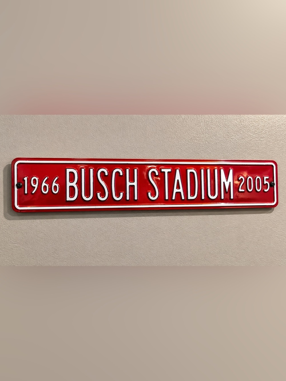 Busch Stadium Red Metal Sign